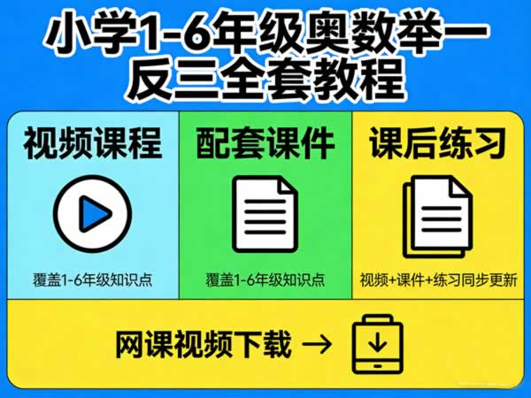 小学1-6年级小学奥数举一反三视频+课件+练习全套教程网课视频下载第1张-惠学吧 小学数学 1 6年级小学奥数 举一反三视频+课件+练习全套教程 网课视频